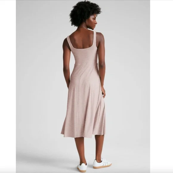 Beyond Yoga Featherweight At The Ready Square Neck Dress in Chai, Medium NWT - Picture 9 of 10